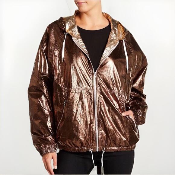 BLANKNYC Good Vibrations Reversible Metallic Windbreaker Jacket M Gold Silver - Picture 4 of 14